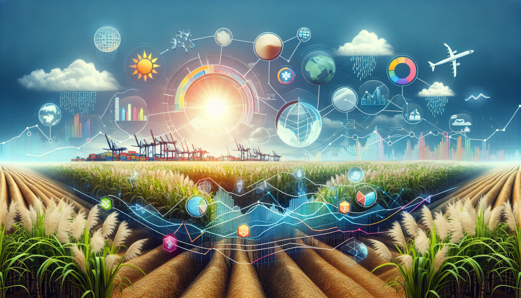The Factors Influencing Sugar Prices image displays global market indicators affecting commodity trading trends.