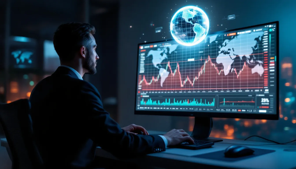 How to Trade Cotton Futures, shows a professional analyzing global market trends.