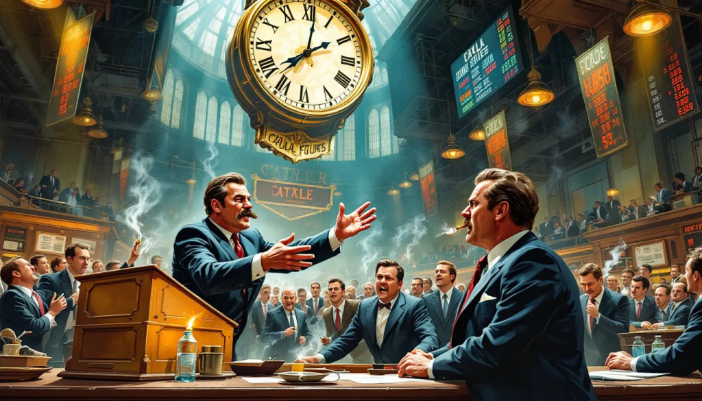 The How to Trade Live Cattle Futures image shows traders in a busy market.