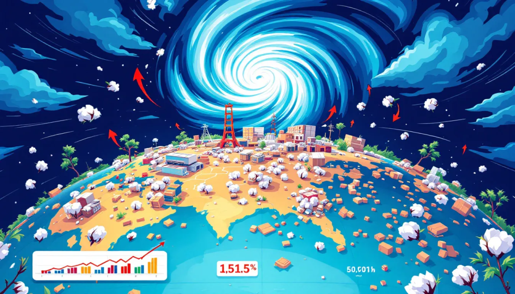 Impact of Hurricane Helene on Cotton Futures image shows a powerful swirling storm.