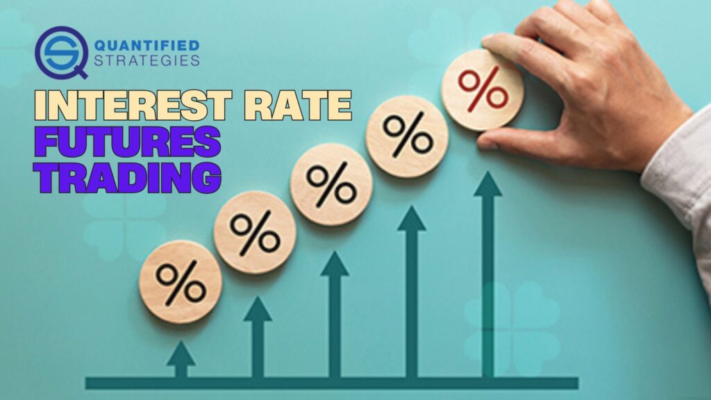 Interest Rate Futures Trading, shows a hand arranging rising percentage symbol blocks.