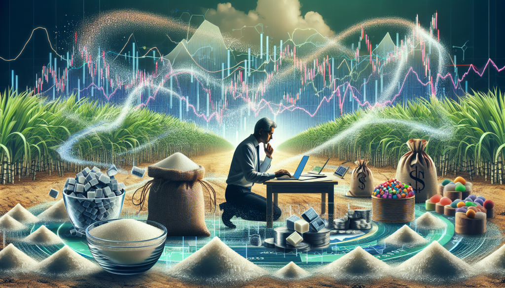 The Investing in Sugar Stocks and ETFs image shows a trader analyzing market data.