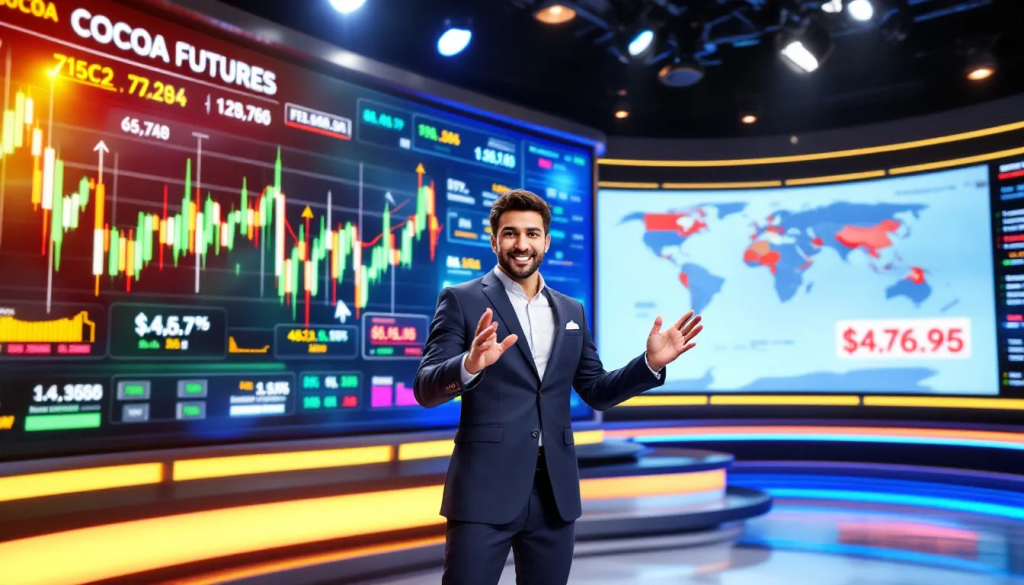 Investment Strategies for Cocoa Futures, displays a professional analyst discussing market data.