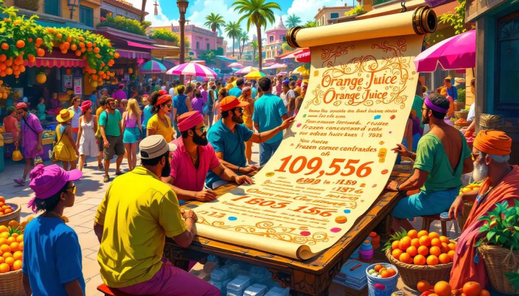 The Key Factors Influencing Orange Juice Prices image depicts traders analyzing commodity market trends.