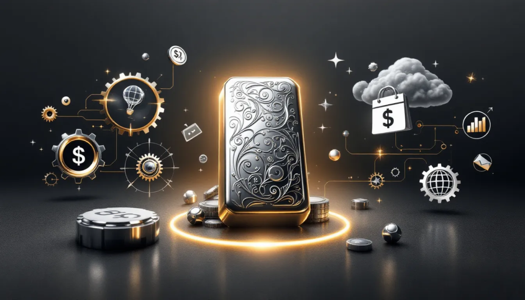 Key Factors Influencing Platinum Prices, displays a decorative metal bar with icons.