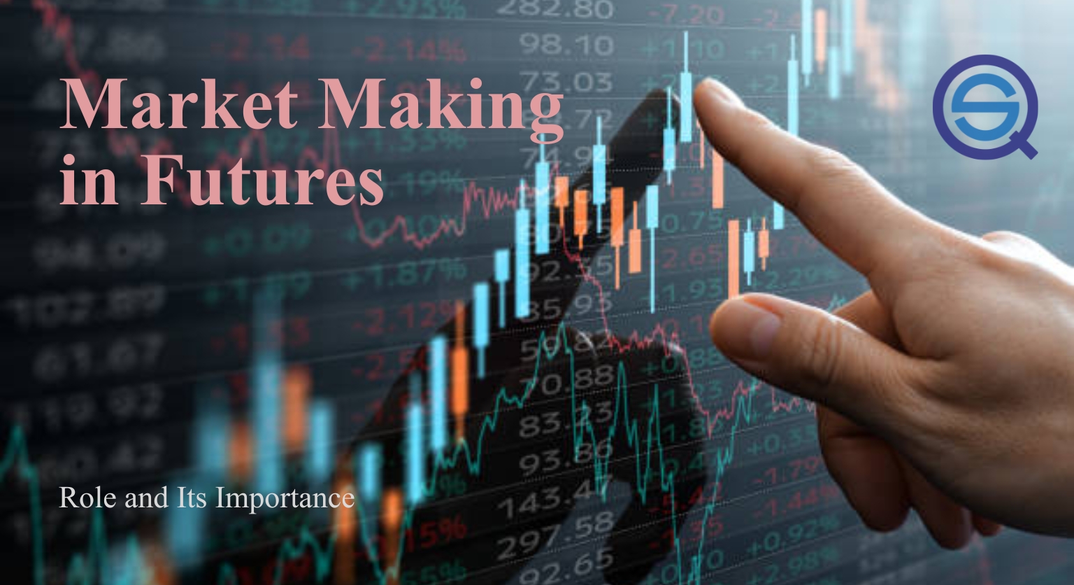 A professional touches a trading chart to analyze market making in futures market operations.
