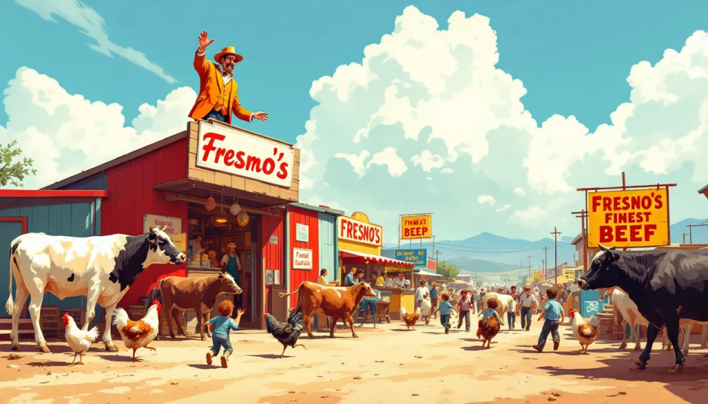 Market Trends and Analysis image depicts a bustling livestock market with farm animals.