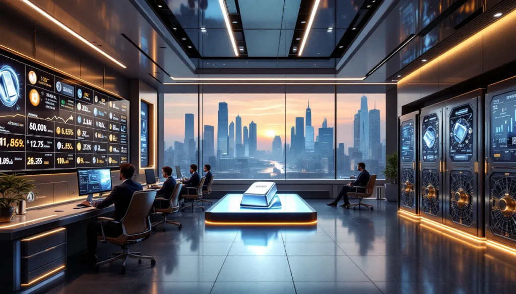 Methods of Trading Platinum, shows a modern office with financial market displays.