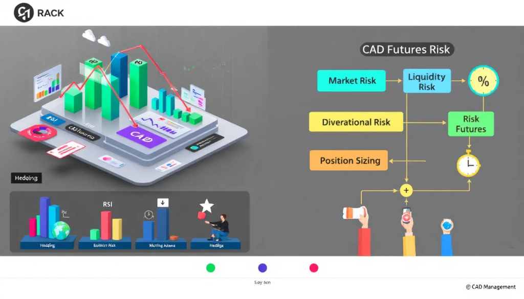 Risk Management in CAD Futures Trading, displays a structured financial risk chart.
