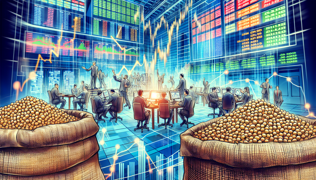 Traders monitor market data for soybean meal trading in a modern exchange environment.