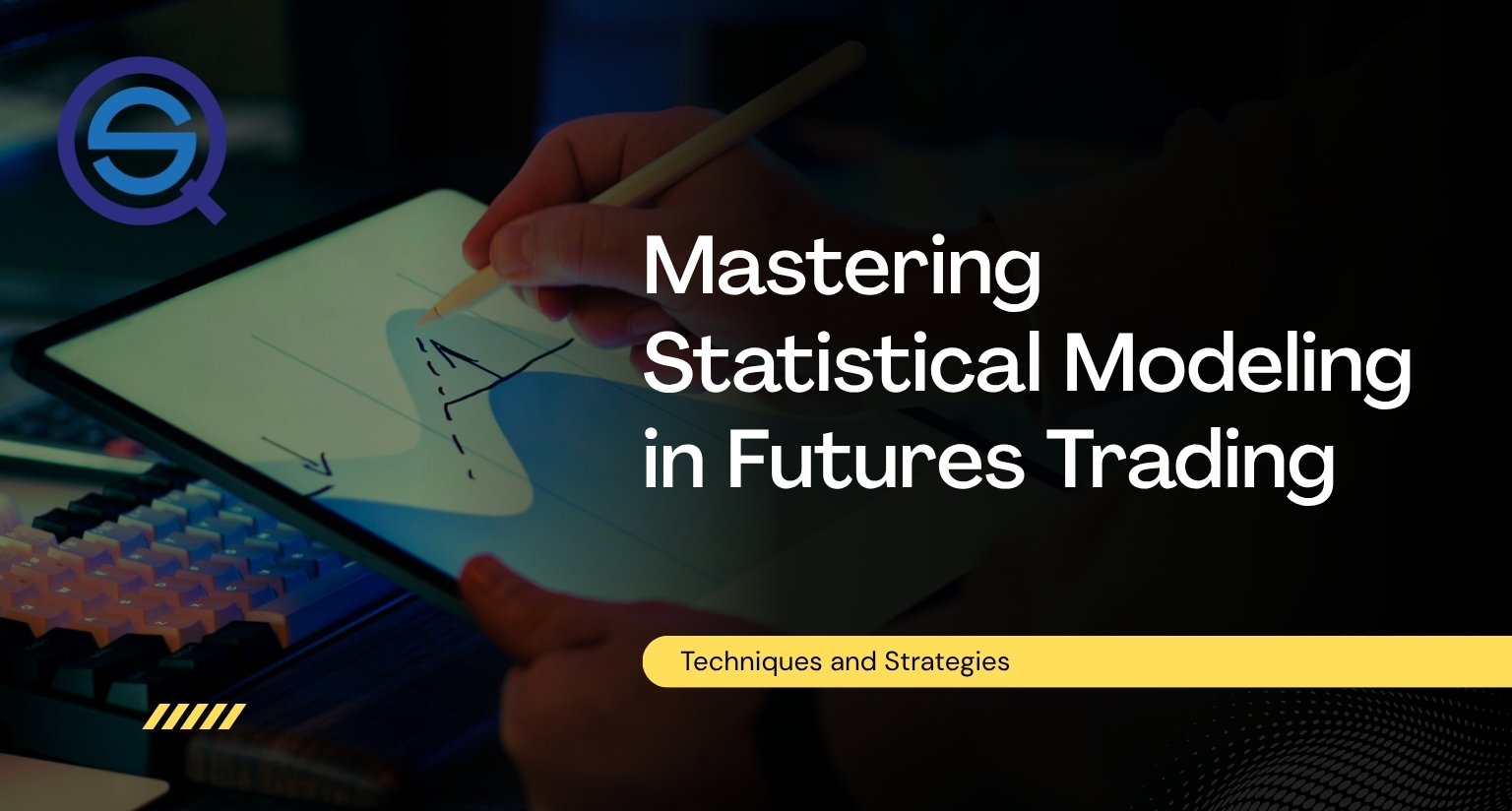 A person uses a digital tablet to outline advanced statistical modeling in futures trading.