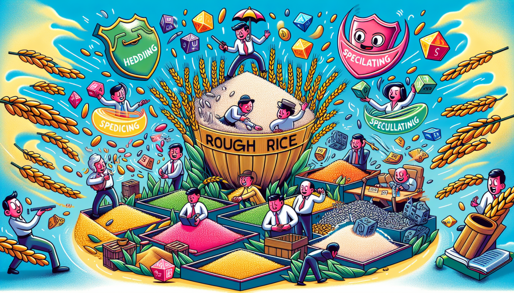 Strategic Approaches to Rough Rice Trading image shows people managing diverse agricultural assets.