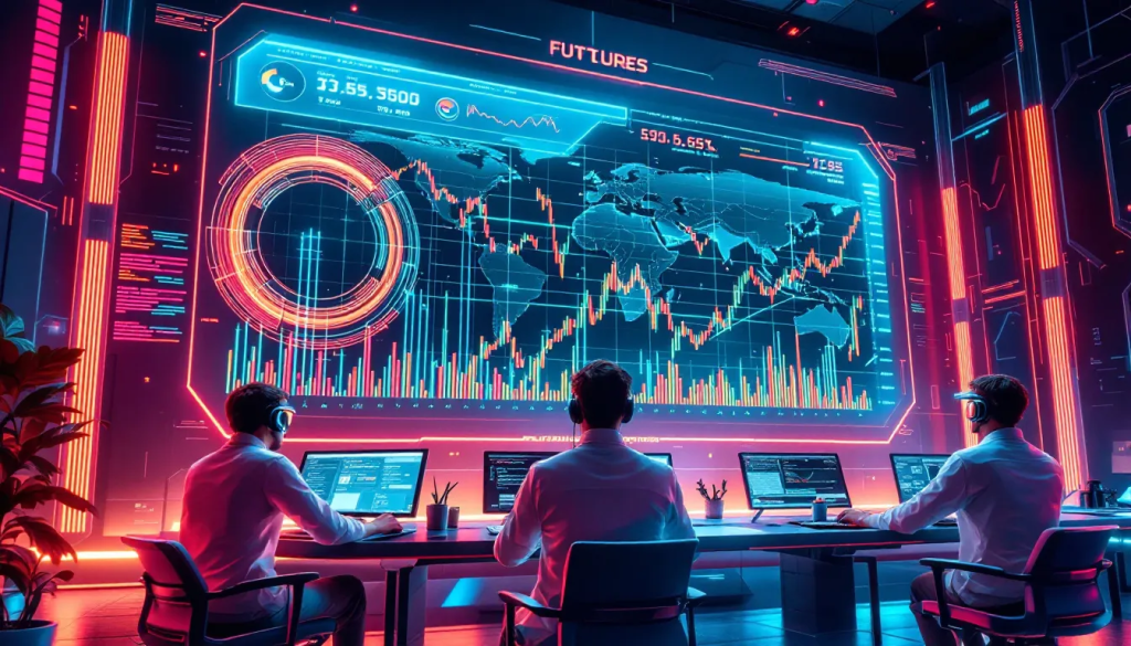 Traders use advanced digital screens to analyze the future of futures market making operations.