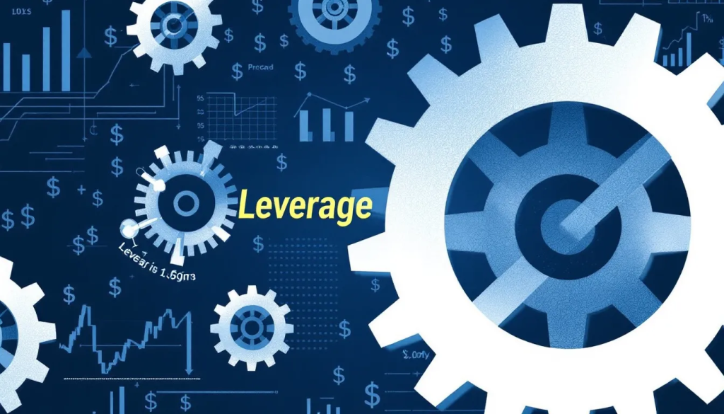 Large mechanical gears rotate against a blue background filled with financial charts.