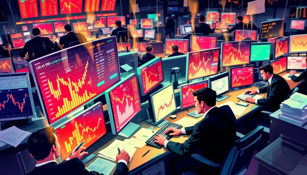 The Trading Lean Hog Futures Contracts image shows traders monitoring busy financial market data screens.