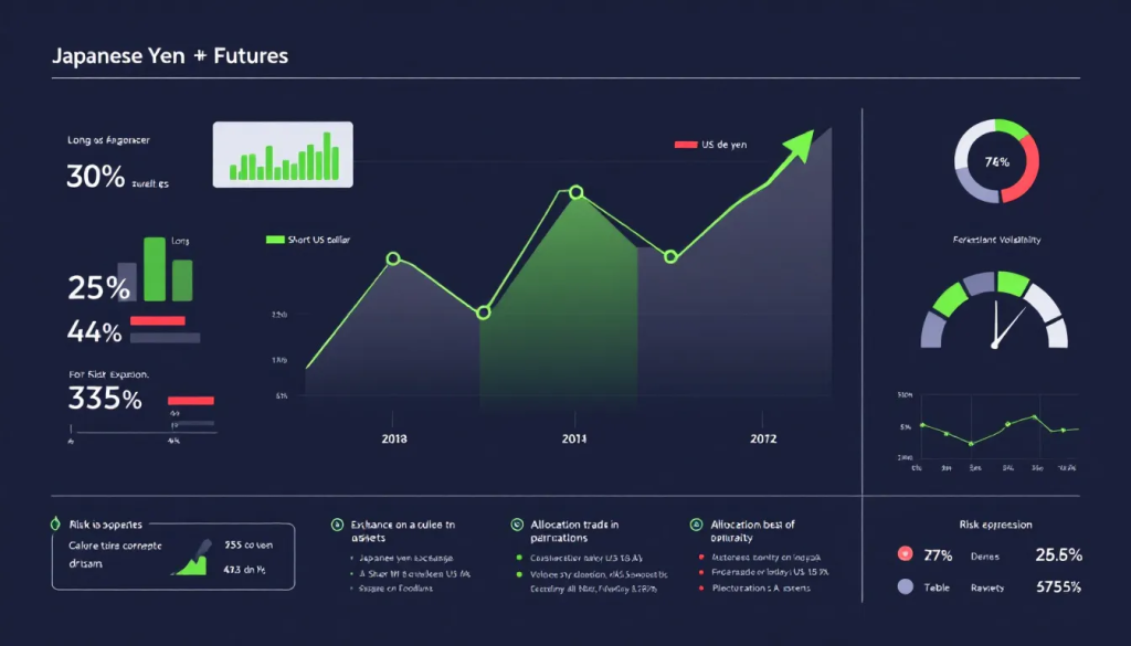 Trading Strategies for Japanese Yen Futures, displays a digital financial analysis dashboard.
