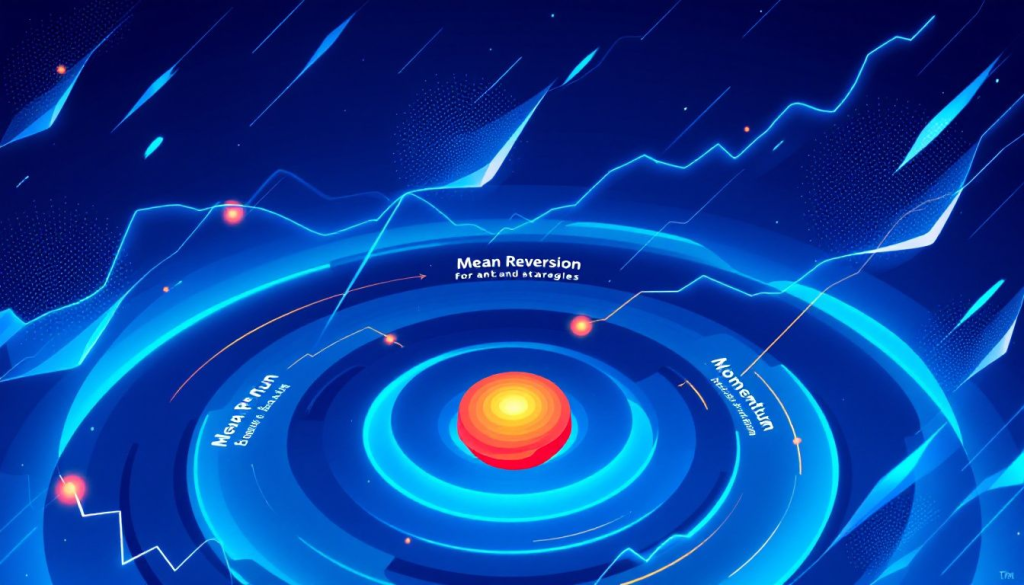 Abstract digital visualization illustrates various trend following strategies commonly used in futures trading markets.