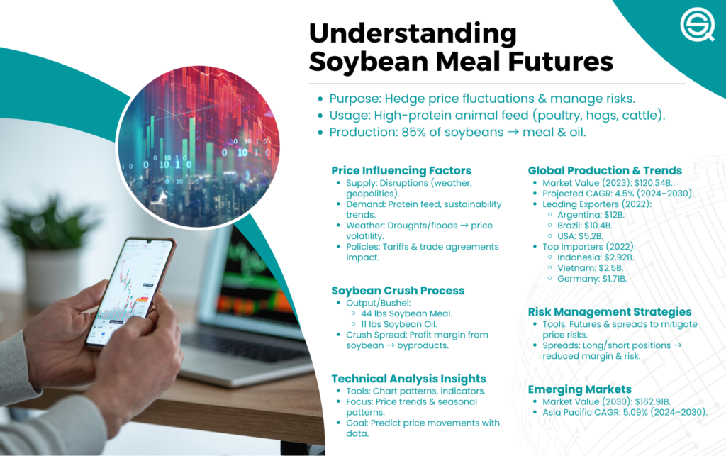 This infographic highlights essential market insights for successful and effective soybean meal trading ventures.