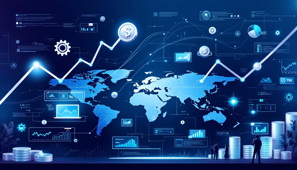 What is Silver Trading, displays digital global data trends and financial charts.