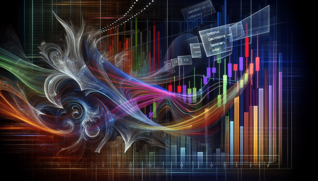 Colorful abstract wave lines and financial charts illustrate market dynamics and trading movements.
