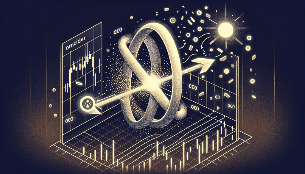 An abstract glowing diagram illustrates financial data elements against a dark textured background.