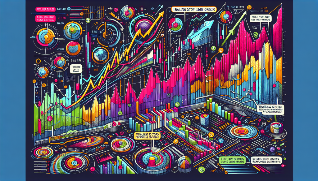 Neon charts and graphical data illustrate various market scenarios for trading orders.