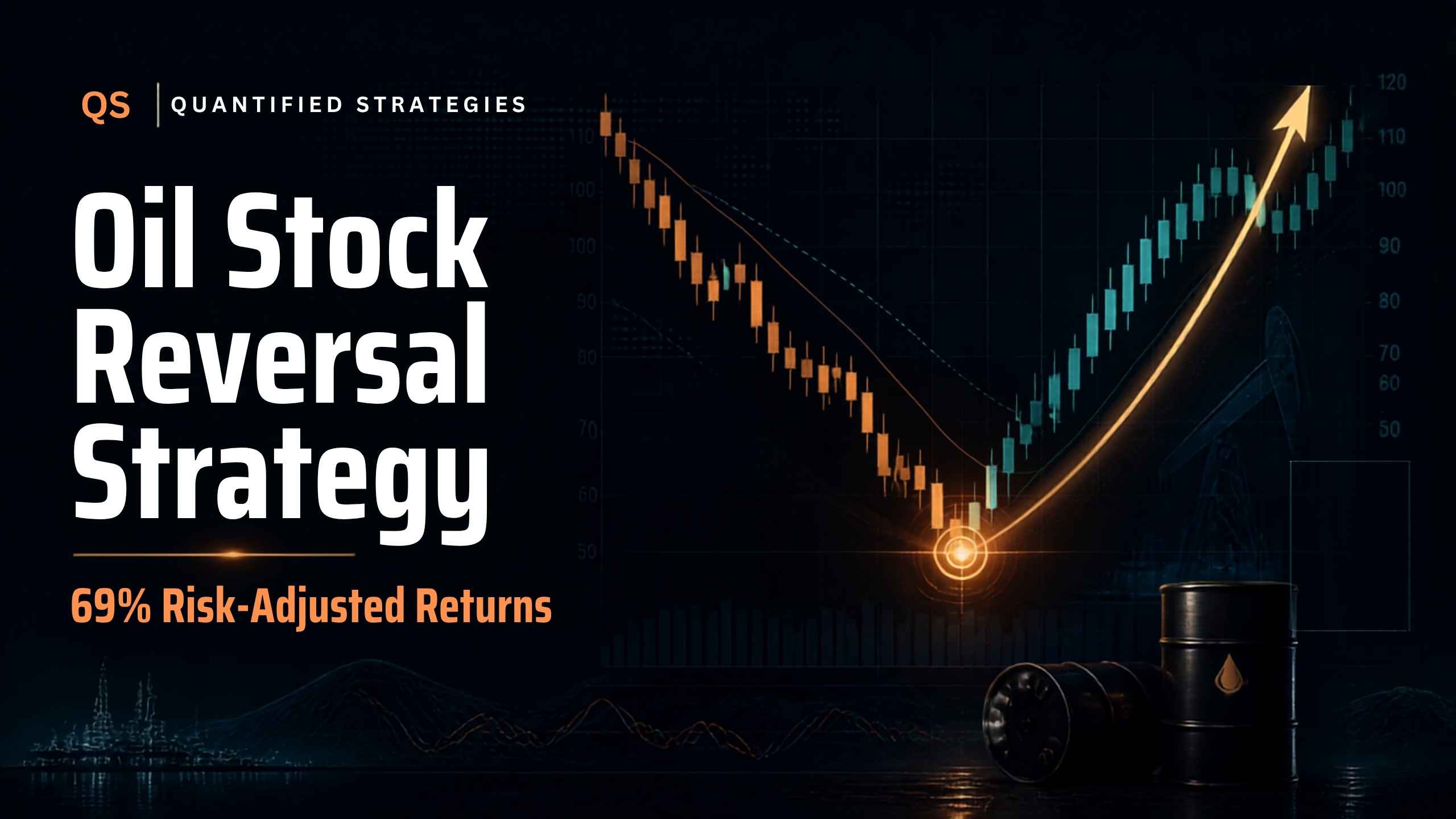 A financial trading chart displays a sharp market price reversal and upward arrow.
