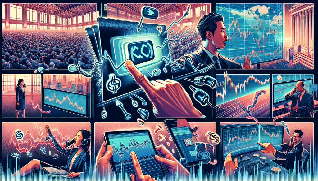 A collage of various financial trading scenes showcases active market investors.