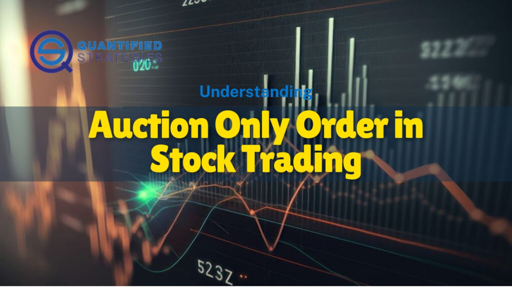 Financial charts and market data graphs glow behind bold text about auction only orders.